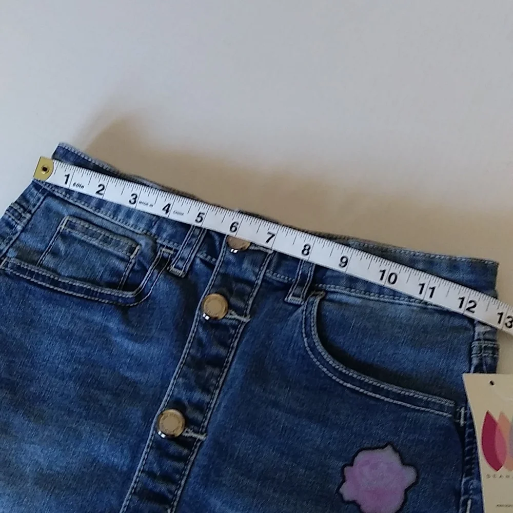 Denim Mini Jean Skirt Button Front Sz 10